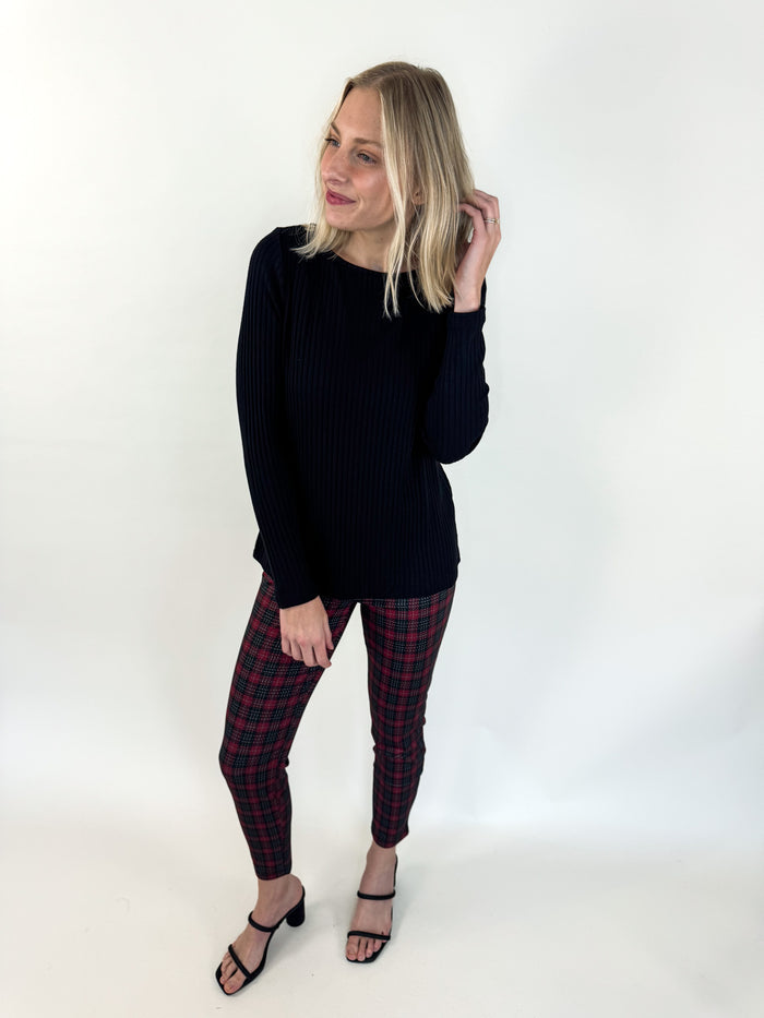 Kristin Black Boat Neck Long Sleeve