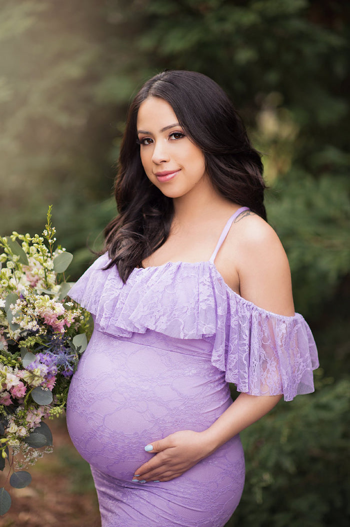 Lace Elegant Maternity Photography Dresses Spaghetti Strap Off The Shoulder