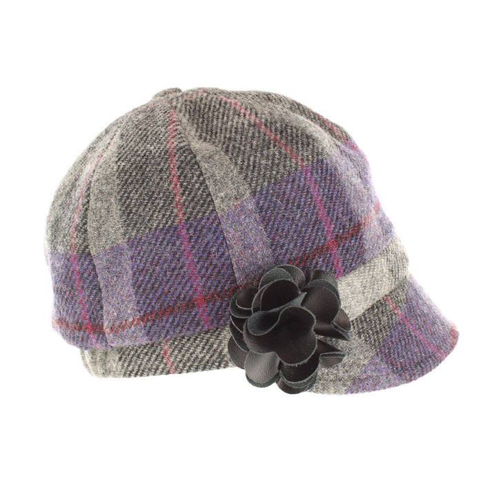 Ladies Mucros Newsboy | Purple Check