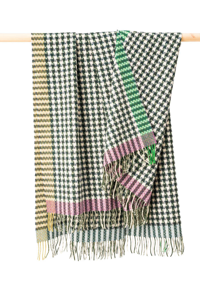 Lambswool Throw Cream Green Blue Small Block