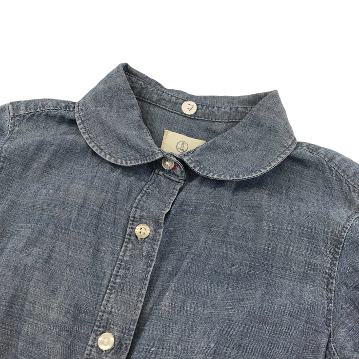 Land's End 7 years blue denim-style round collar shirt