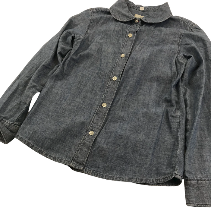 Land's End 7 years blue denim-style round collar shirt