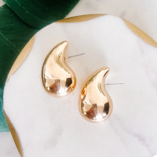 Large Gold Waterdrop Earrings
