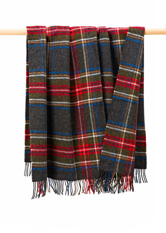 Large Irish Picnic Blanket | Grey Red Stewart