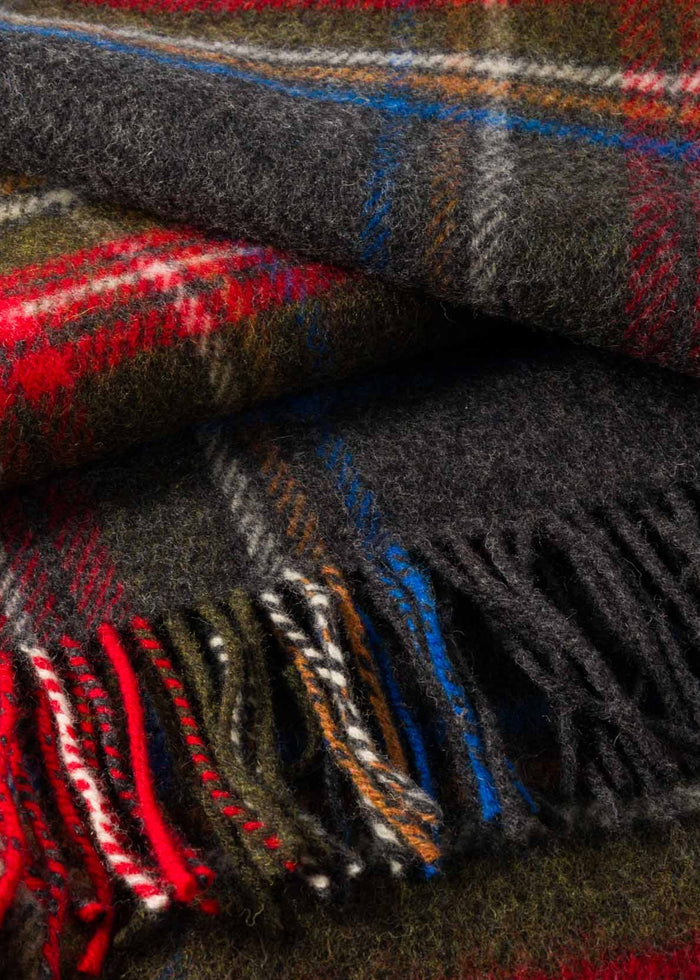 Large Irish Picnic Blanket | Grey Red Stewart