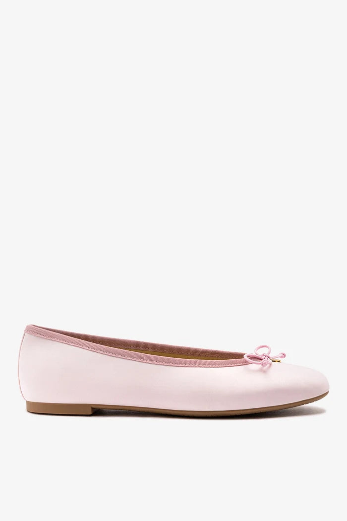 Larroudé by Sheridan Cox: Pavlova Ballet Flat Strawberry Cream Satin Flat Larroudé x Sheridan