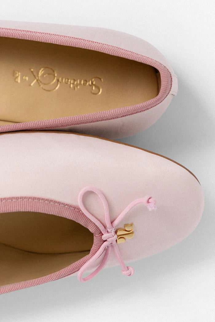 Larroudé by Sheridan Cox: Pavlova Ballet Flat Strawberry Cream Satin Flat Larroudé x Sheridan
