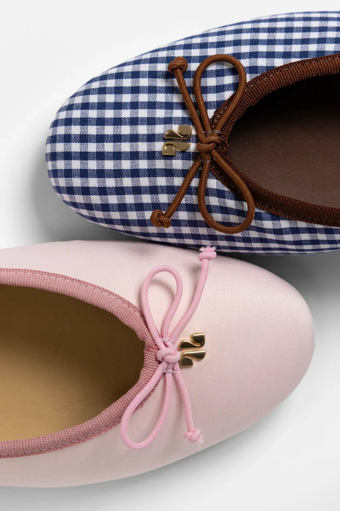 Larroudé by Sheridan Cox: Pavlova Ballet Flat Strawberry Cream Satin Flat Larroudé x Sheridan