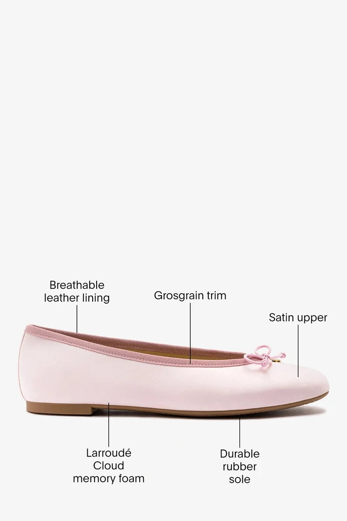 Larroudé by Sheridan Cox: Pavlova Ballet Flat Strawberry Cream Satin Flat Larroudé x Sheridan