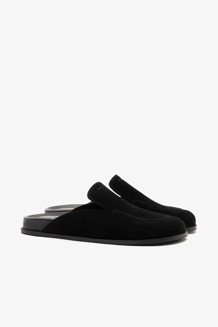 Larroudé x Parke Clog In Black Suede Mule Larroudé x Parke