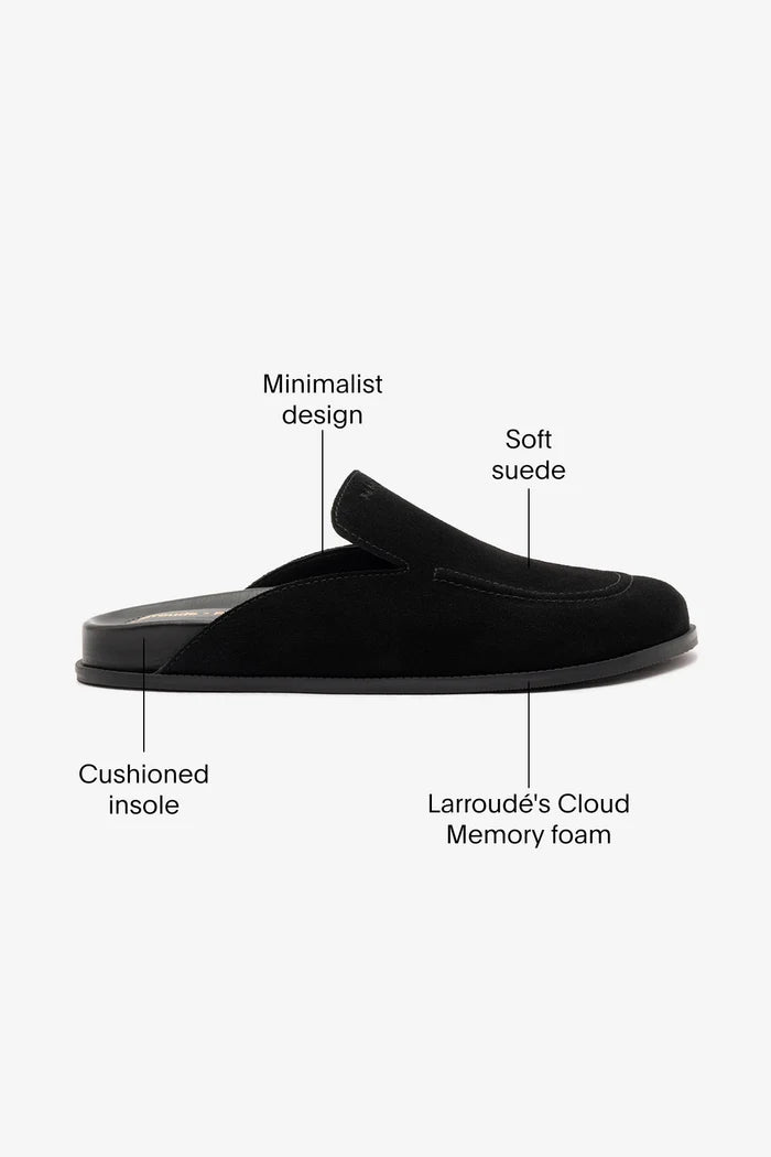 Larroudé x Parke Clog In Black Suede Mule Larroudé x Parke