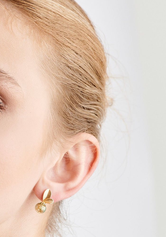 Paisie Leaf Sphere Earrings