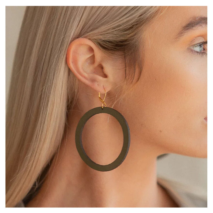 Brookside The Label Leather Classic Hoops - Khaki | Koop.co.nz