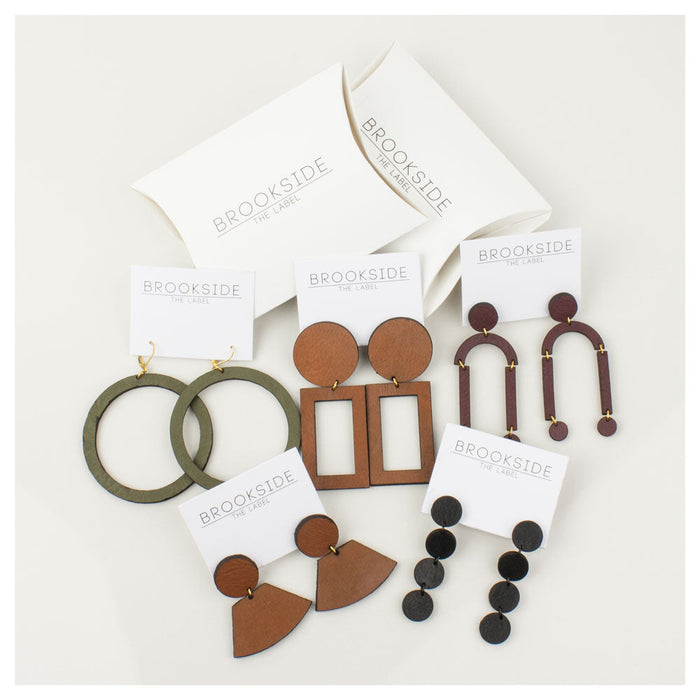 Brookside The Label Leather Classic Hoops - Khaki | Koop.co.nz