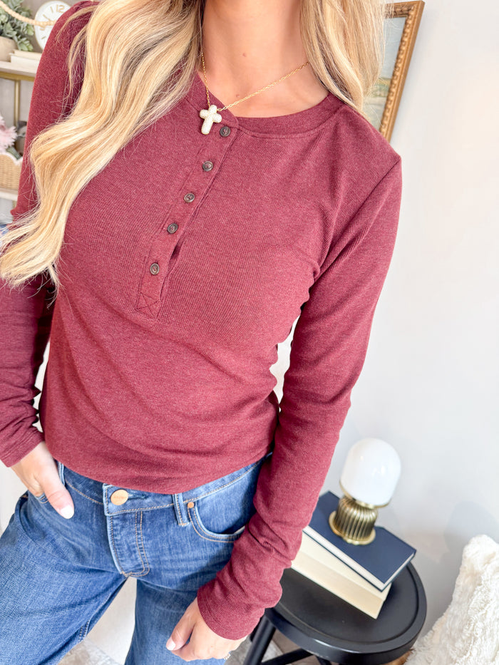 Be Cool Lena Henley Long Sleeve Top – women's long sleeve tee