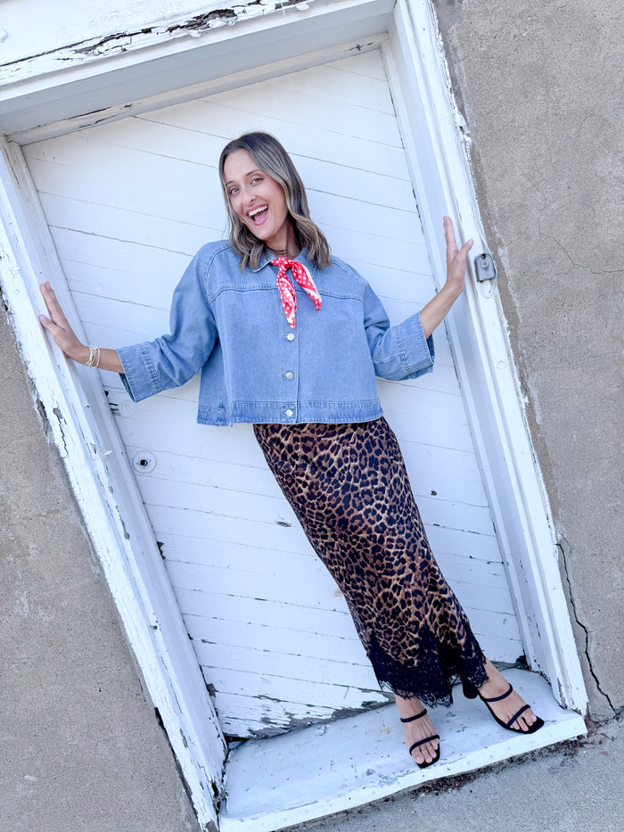 Twentifourth Leopard Maxi Skirt W/Lace Trim – women's skirt