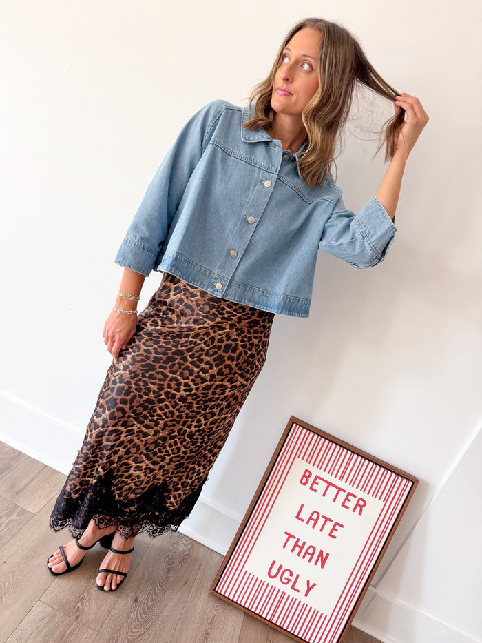 Twentifourth Leopard Maxi Skirt W/Lace Trim – women's skirt