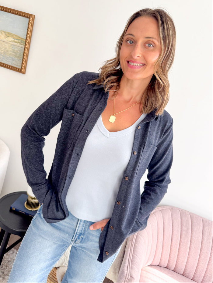 Thread & Supply Lewis Button Up- Navy Ink Heather – women's jacket