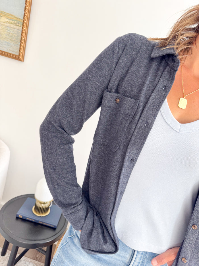 Thread & Supply Lewis Button Up- Navy Ink Heather – women's jacket
