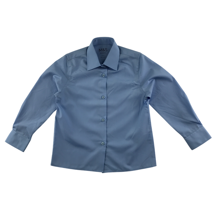 Light blue unisex long sleeve school shirt