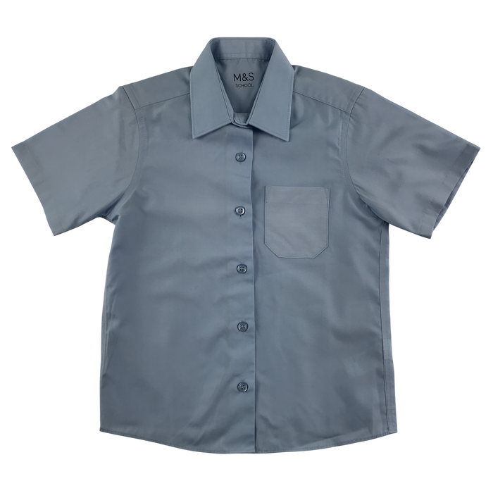 Light blue unisex short sleeve school shirt