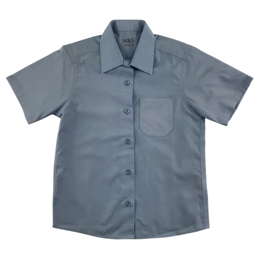 Light blue unisex short sleeve school shirt