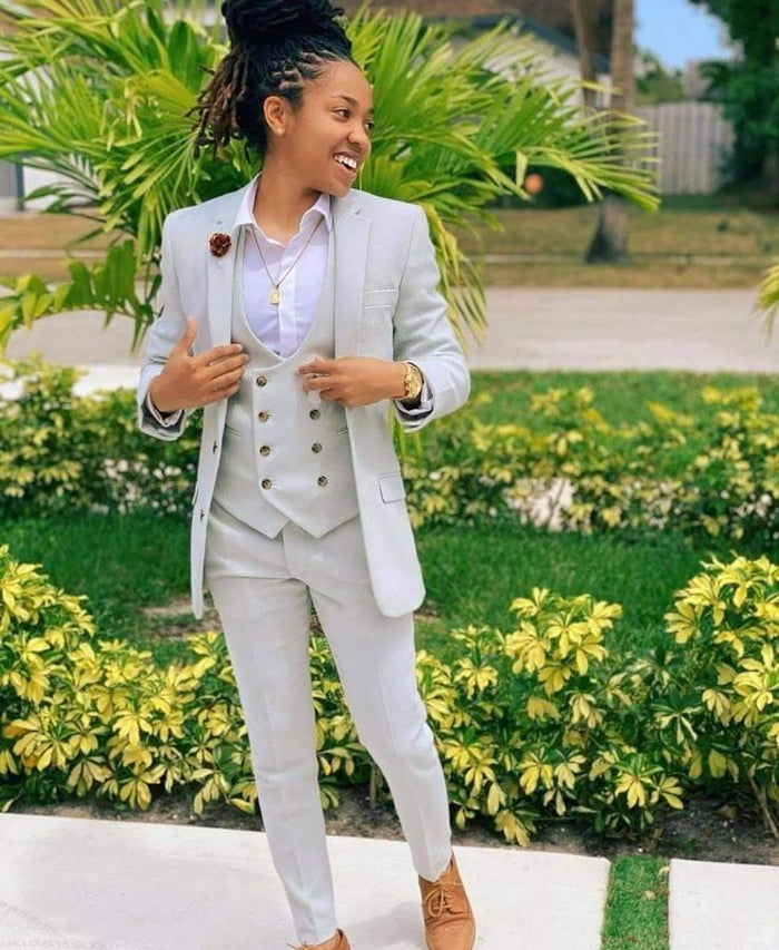 Light Gray Girls Suit for Prom 2026 Jacket Vest Pants