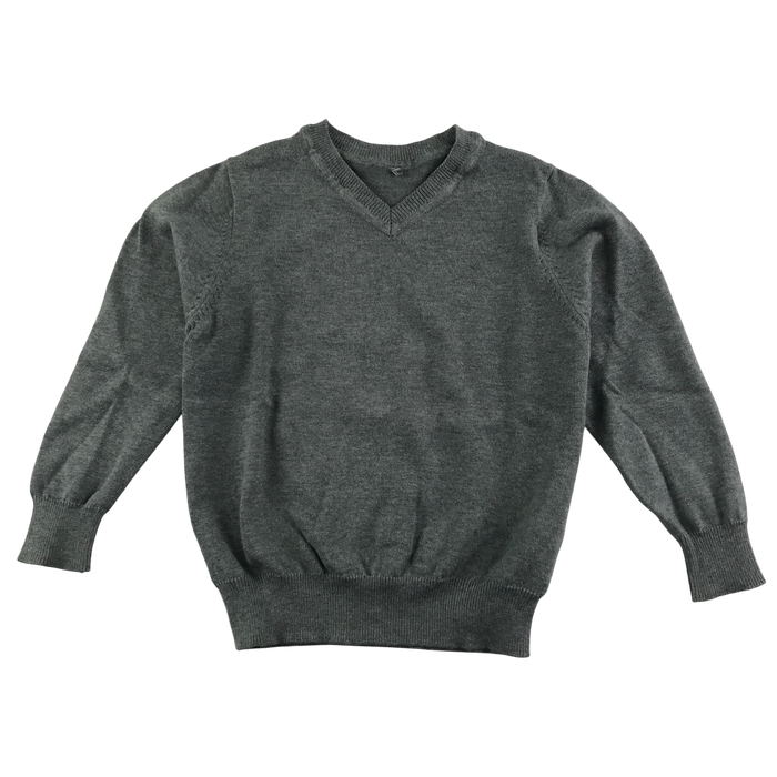 Light grey unisex v-neck school jumper