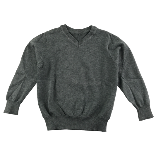 Light grey unisex v-neck school jumper