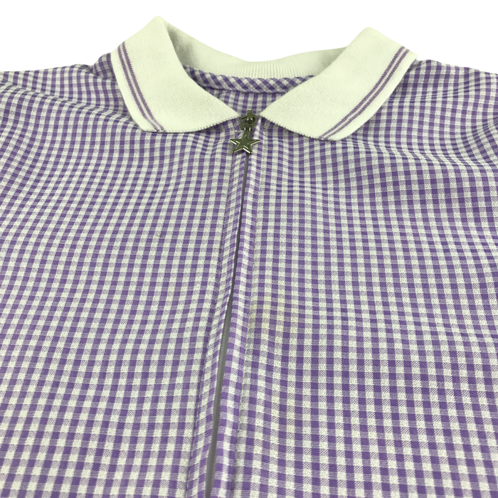 Lilac gingham with zipper girls school summer dress