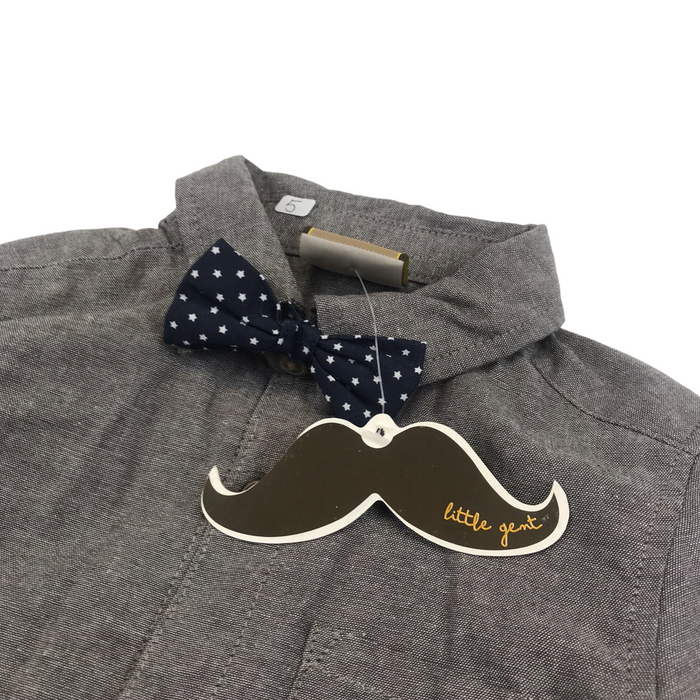 Little Gent 5 years grey moustache shirt