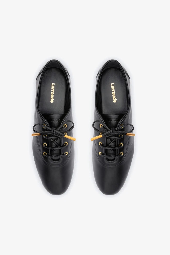 Liza Sneaker In Black Leather Oxford Larroudé