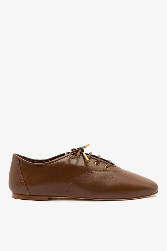 Liza Sneaker In Burnt Umber Leather Oxford Larroudé