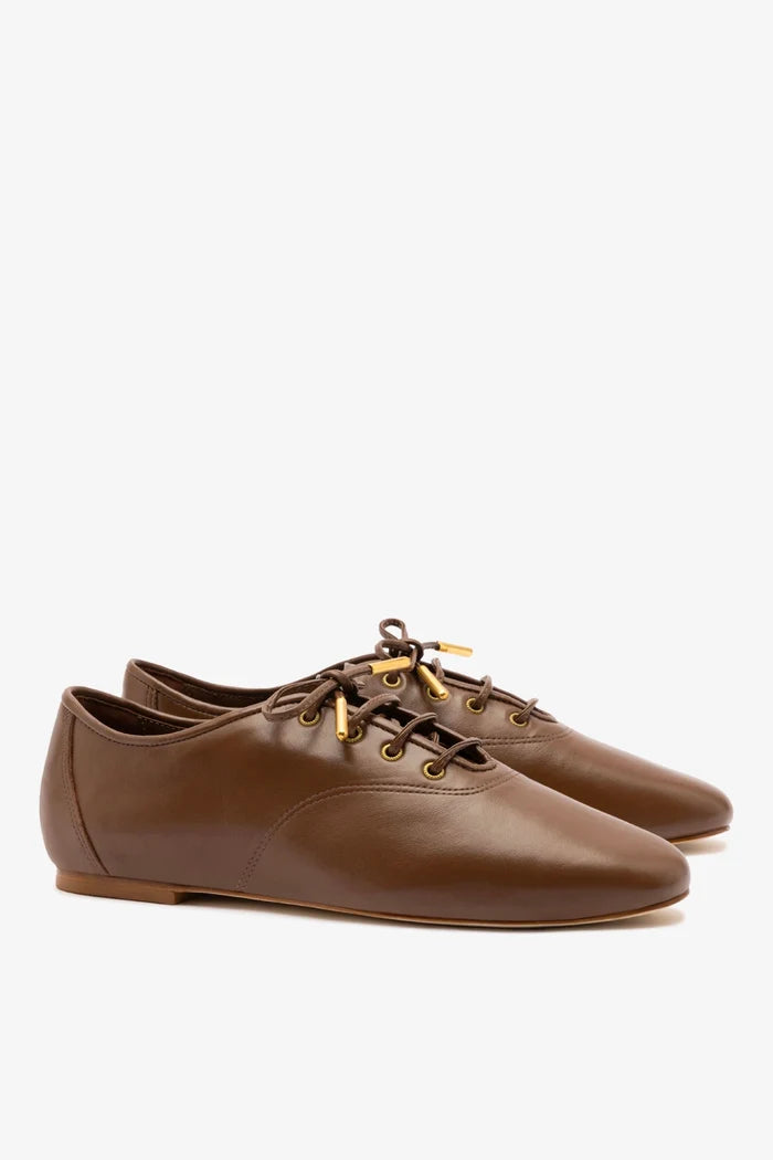 Liza Sneaker In Burnt Umber Leather Oxford Larroudé