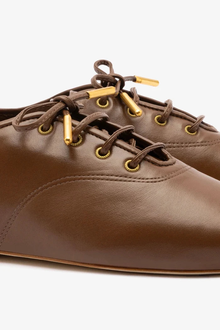 Liza Sneaker In Burnt Umber Leather Oxford Larroudé