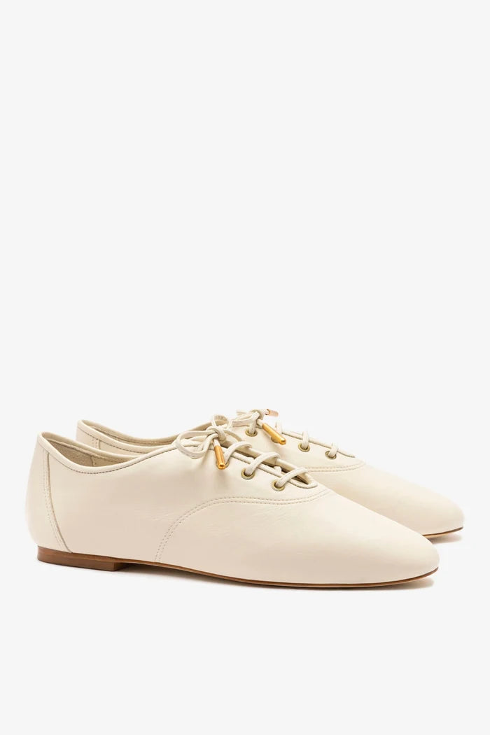 Liza Sneaker In Ivory Leather Oxford Larroudé
