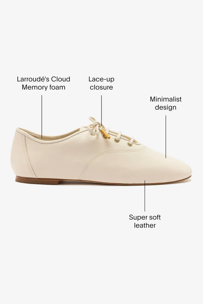 Liza Sneaker In Ivory Leather Oxford Larroudé