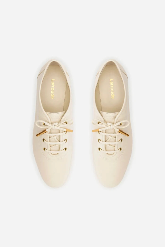 Liza Sneaker In Ivory Leather Oxford Larroudé