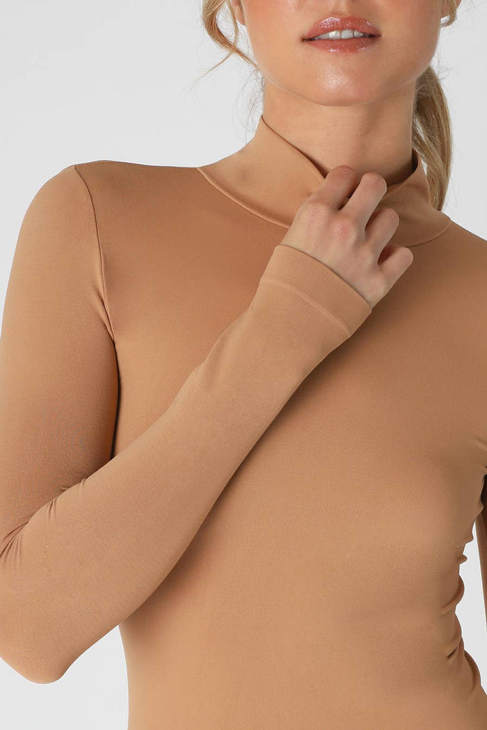 Long Sleeve Mock Neck Top ~ Black