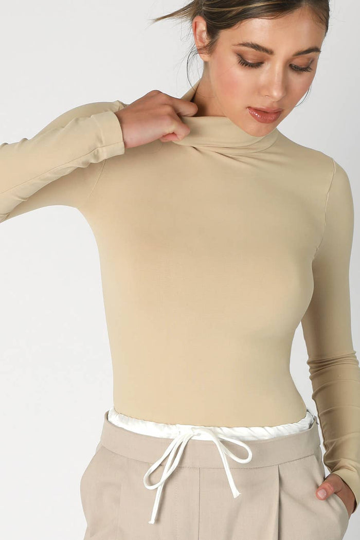 Long Sleeve Mock Neck Top ~ Black