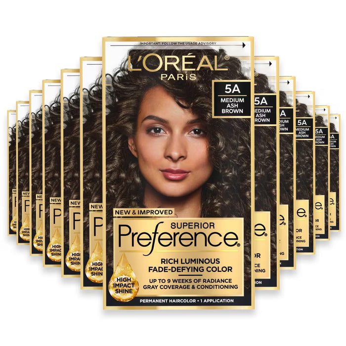 L'Oréal Paris Superior Preference Permanent Hair Color 5A Medium Ash Brown - 12 Pack