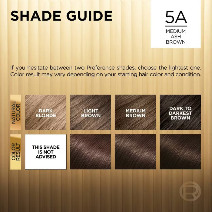L'Oréal Paris Superior Preference Permanent Hair Color 5A Medium Ash Brown - 12 Pack