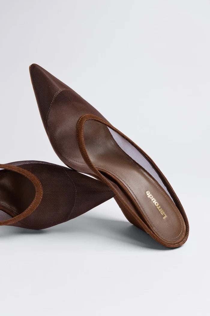 Loulou Mesh Mule Burnt Umber Mule Larroudé