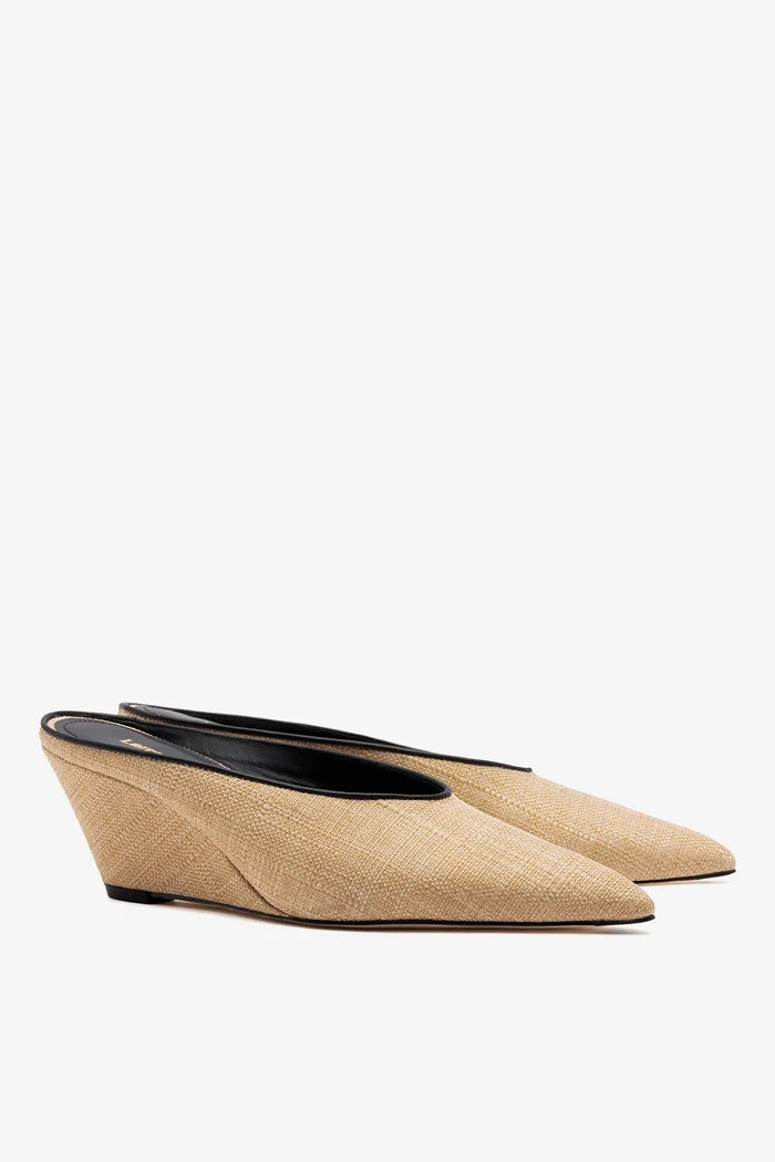 Loulou Mule Beige Raffia Mule Larroudé