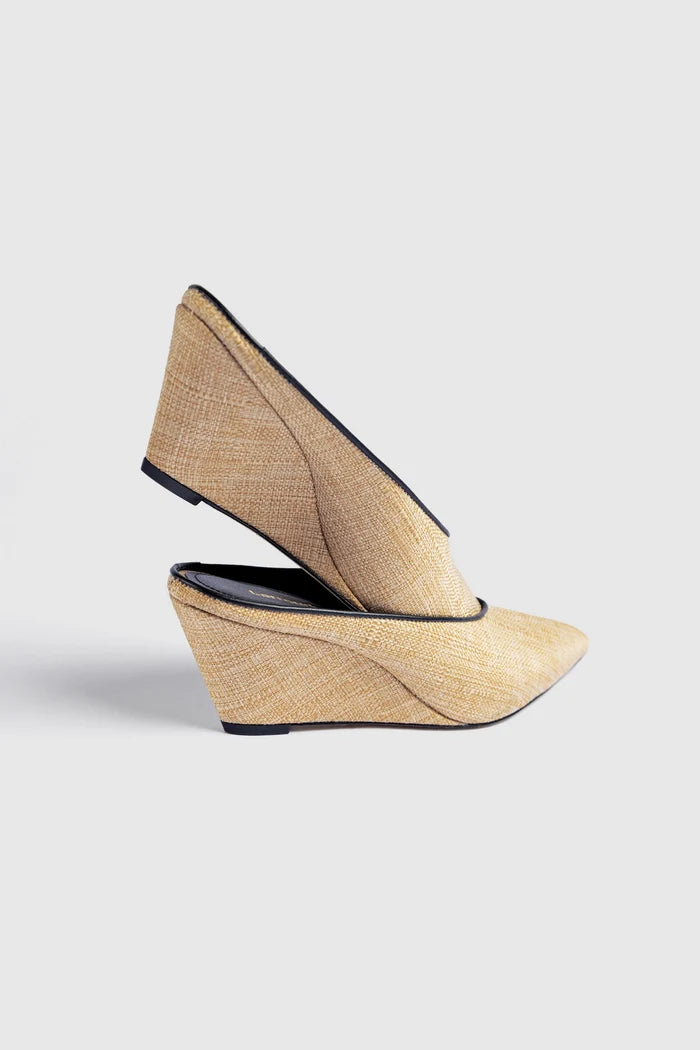 Loulou Mule Beige Raffia Mule Larroudé
