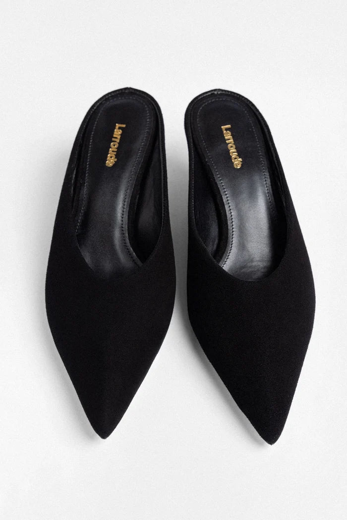 Loulou Mule Black Suede Mule Larroudé