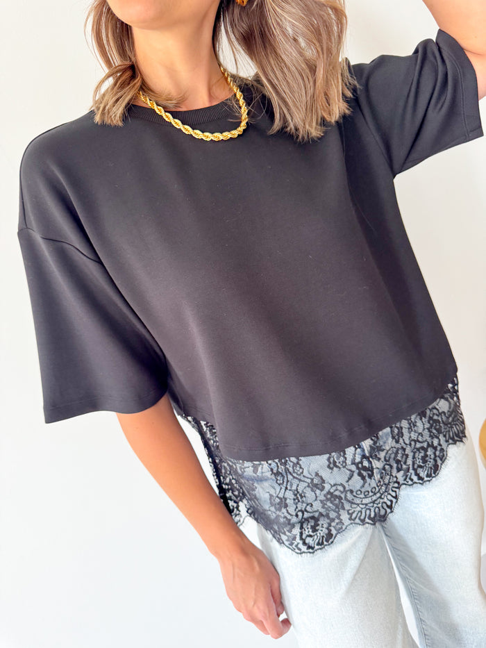 Entro Lovely Lace Asymmetrical Blouse – women's blouse