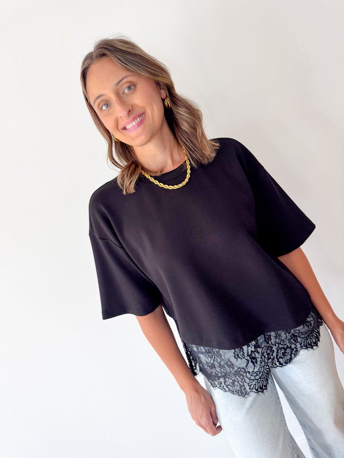 Entro Lovely Lace Asymmetrical Blouse – women's blouse