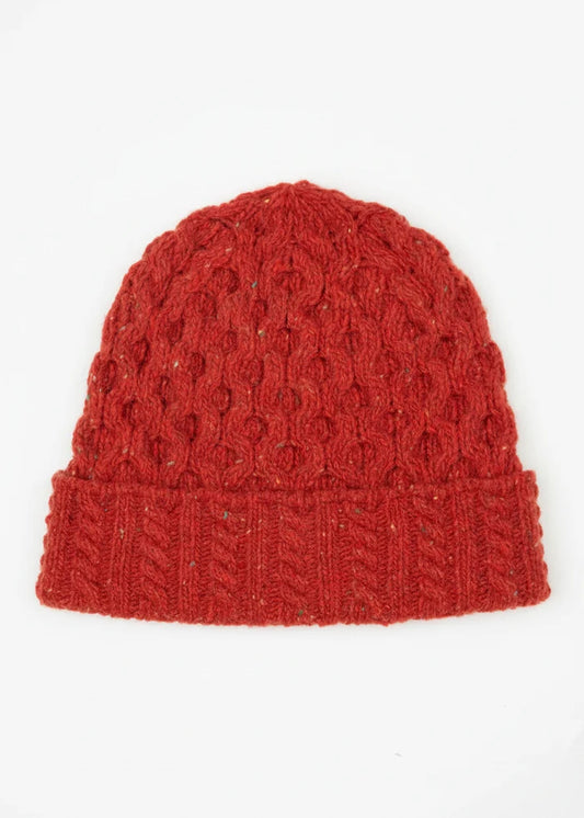 Luxury Aran Hat - Irish Wool & Cashmere Blend | Chilli Red