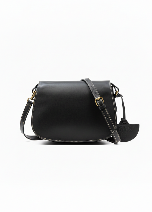 Luxury Irish Leather Saddle Bag - Black